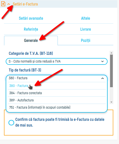 Cum stornezi sau corectezi efactura - pasul 3