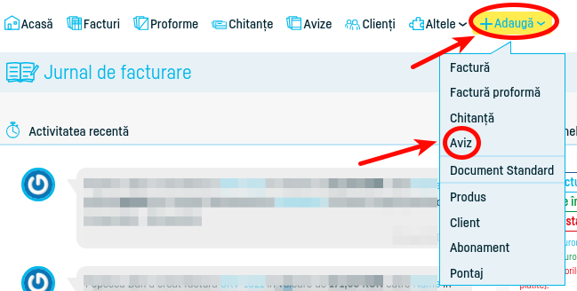 Cum generez o factură dintr-un aviz? - pasul 1