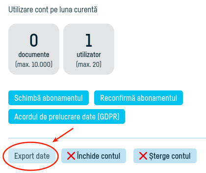 Cum pot exporta datele asociate contului meu? - pasul 4