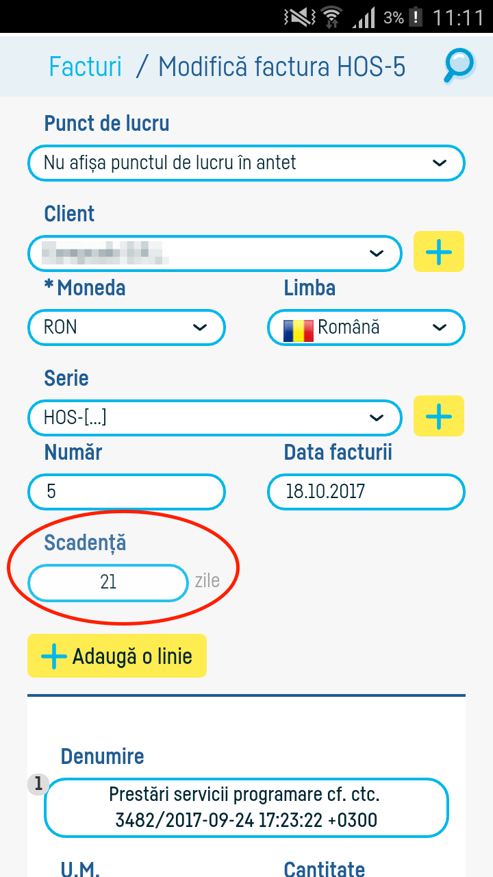 Cum modific termenul de plată al unei facturi? - pasul 1