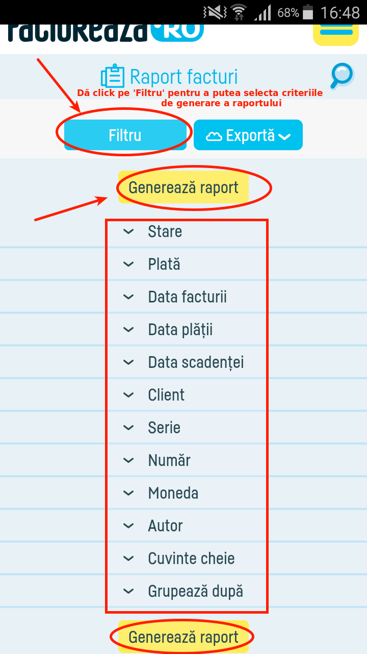 Cum export mai multe facturi în SAGA? - pasul 2