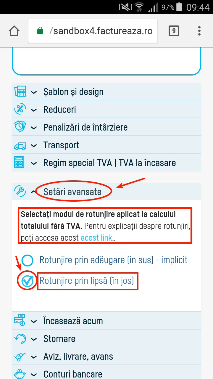 Modalitate de rotunjire la calculul totalului fără TVA - pasul 1