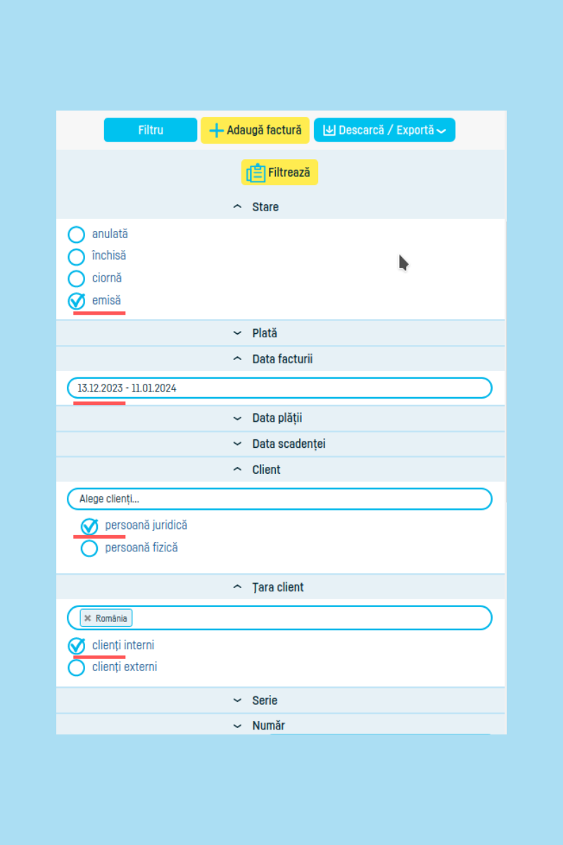 Cum descarc mai multe facturi? - pasul 4