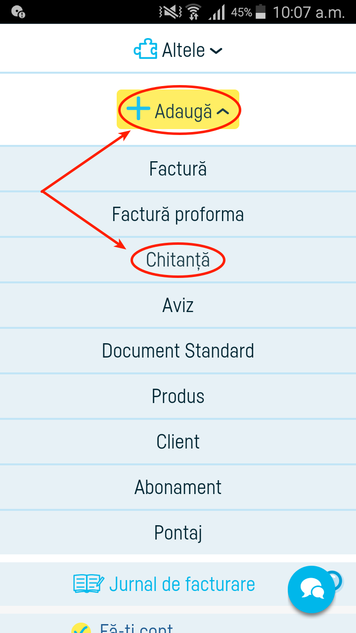 Cum adaug o chitanță? - pasul 1