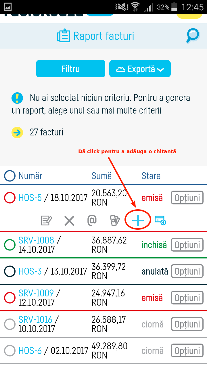 Cum adaug o chitanță? - pasul 2