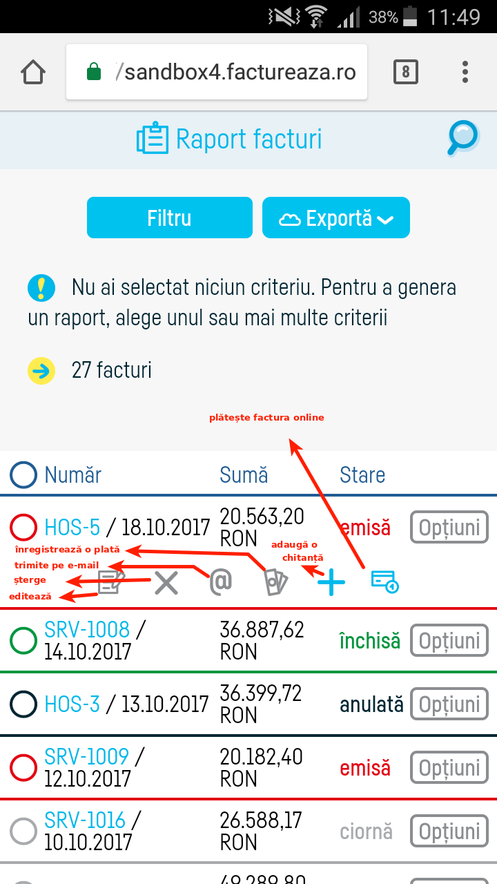 Ce sunt stările facturilor? - pasul 2