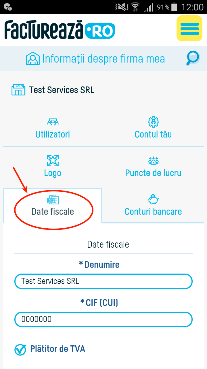 Cum schimb datele firmei? - pasul 2