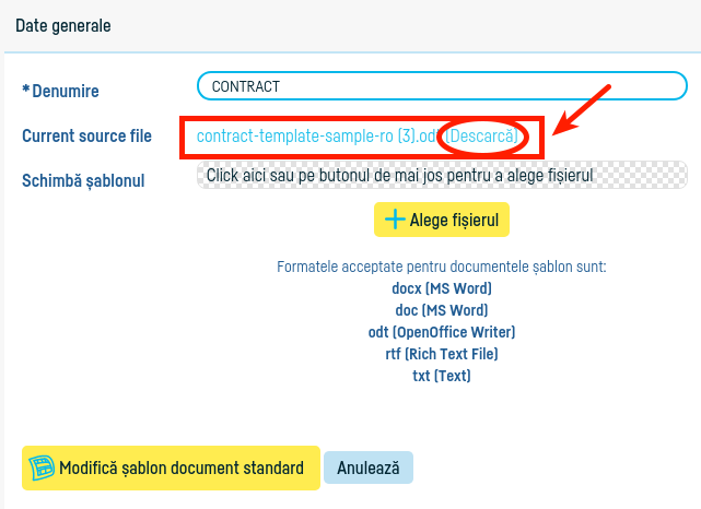 Cum definesc un model de document standard? - pasul 7