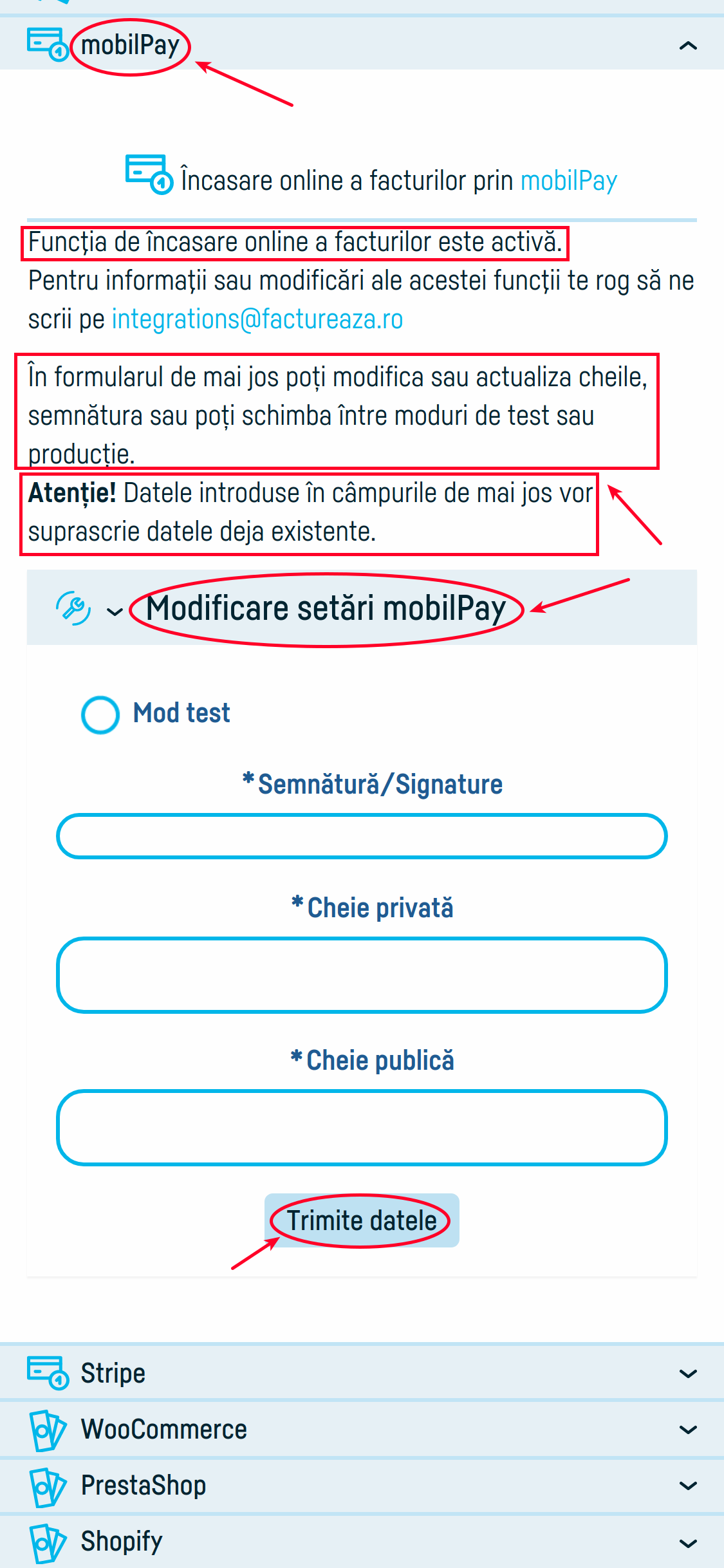 Integrarea cu Mobilpay - pasul 3