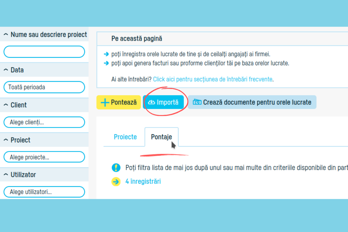 Cum generezi automat pontaje cu un import din Excel - pasul 2