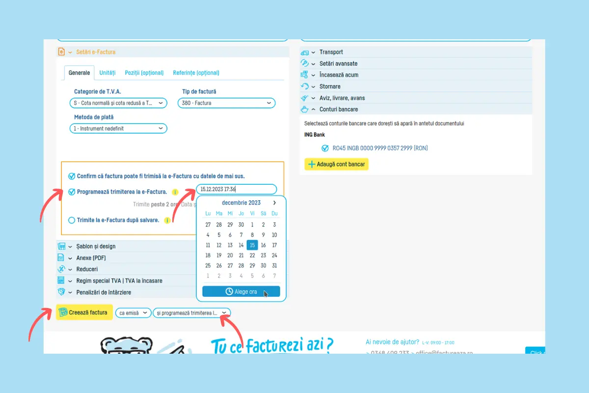 Generare și trimitere e-facturi în SPV ANAF - pasul 8