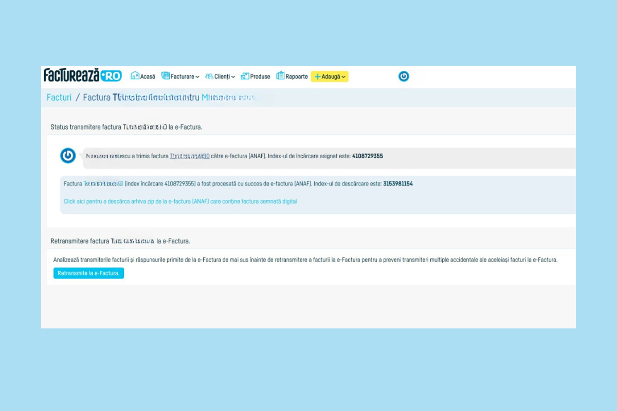 Cum verifici statusul trimiterii e-factura - pasul 2